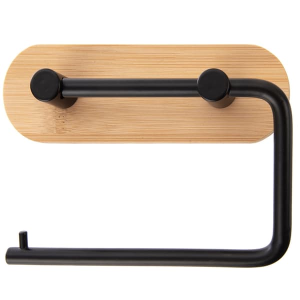 Toiletpapirholder metal bambus sort 13,5 cm