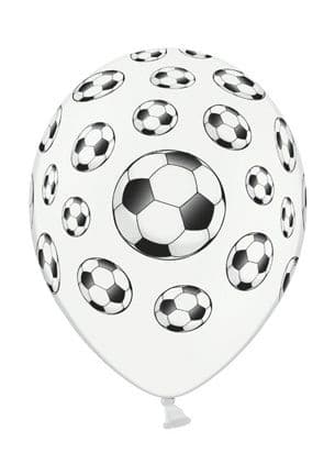 Balloner med fodboldprint, hvide, 5 stk.