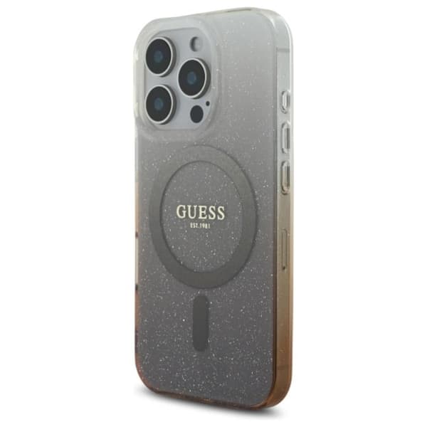 Guess IML Glitter Gradient MagSafe - iPhone 16 Pro -kotelo (ruskea)