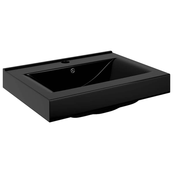 vidaXL rektangulær håndvask med hanehul, sort, 60 x 46 cm