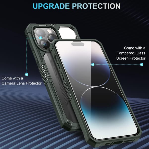 LÄPINÄKYVÄ SUOJA IPHONE 14 PRO 6.1':LLE STRONG COVER FRAME VIHREÄ