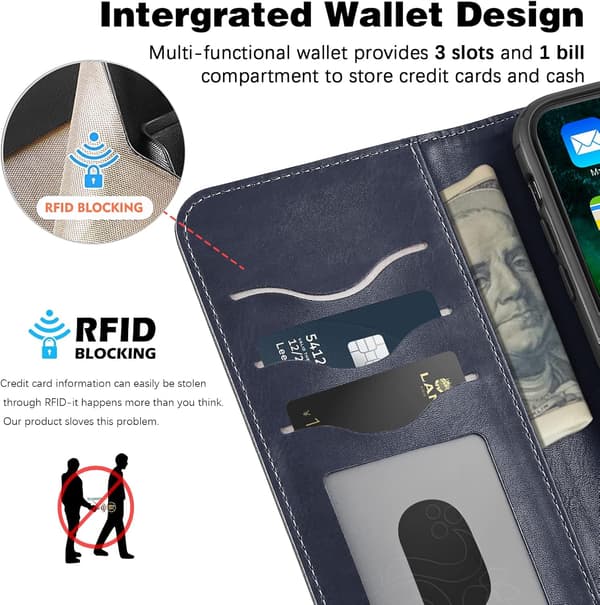 APPLE IPHONE 13 6,1" ETUI MARINEBLÅ PU LÆDER PUNCH