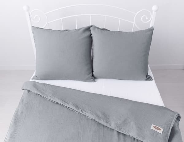 Bomullssängkläderset MUSLIN 160x200 Grå