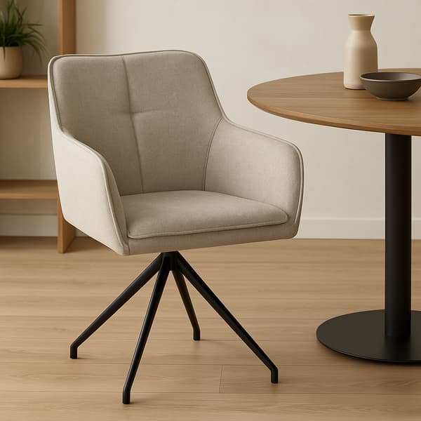 ASTER polstret drejestol, lys beige stof