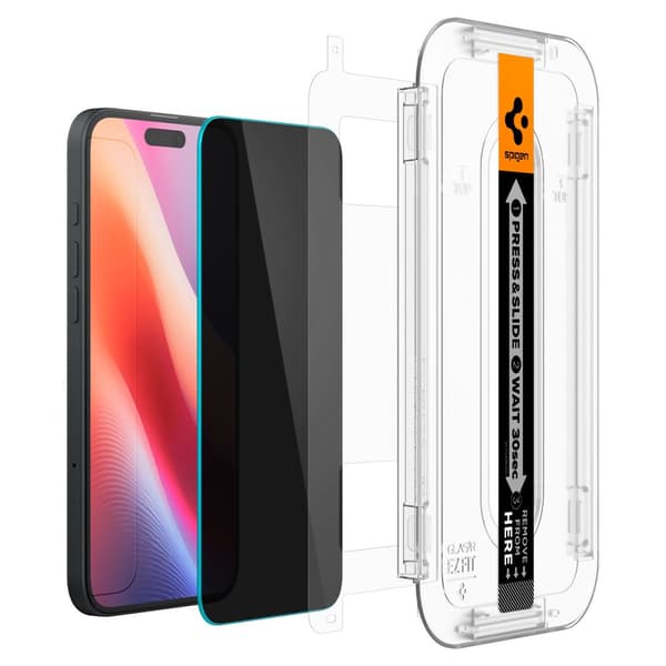 Härdat glas SPIGEN GLAS.TR EZ FIT 2-PACK IPHONE 15/16 INTEGRITET