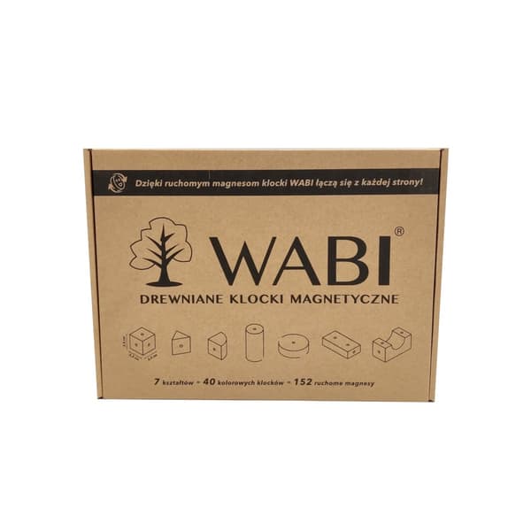 WABI Magnetiska Träklossar 40 Bitar med 152 Magneter 3+