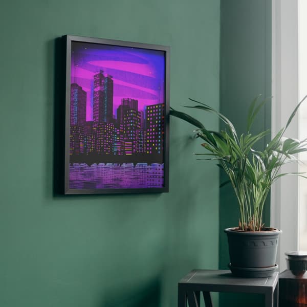MALING EFTER TAL MED RAMME Billeder til maleri Neon Panorama 40x50 cm
