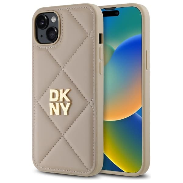 DKNY DKHCP15MPQDSLE iPhone 15 Plus 6,7 Beige Quiltet Stack Logo