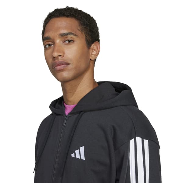 Herre adidas Essentials 3-Stripes hættetrøje sort JD1877 størrelse S