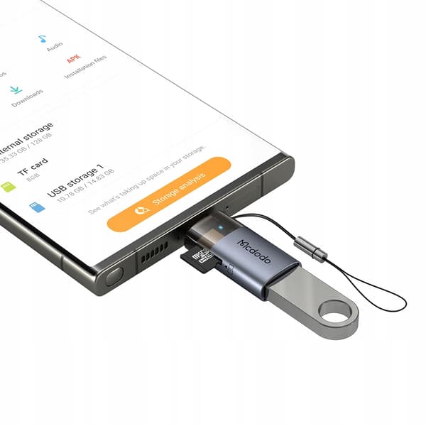 MCDODO USB-A TIL USB-C ADAPTER 512GB TF-KORTLÆSER OTG LED