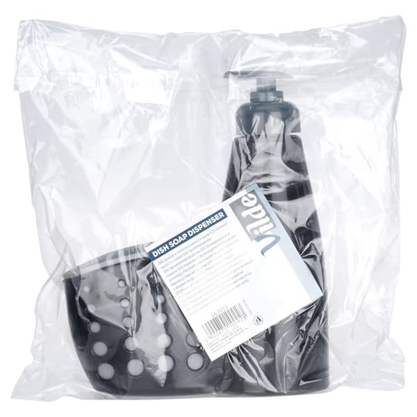 Dispenser til opvaskemiddel med beholder til svamp sort 370 ml