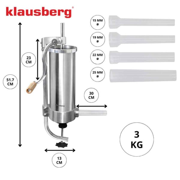 MANUAALINEN MAKKARANTÄYTTÖLAITE 3kg KLAUSBERG KB-7926 VERTIKAALI