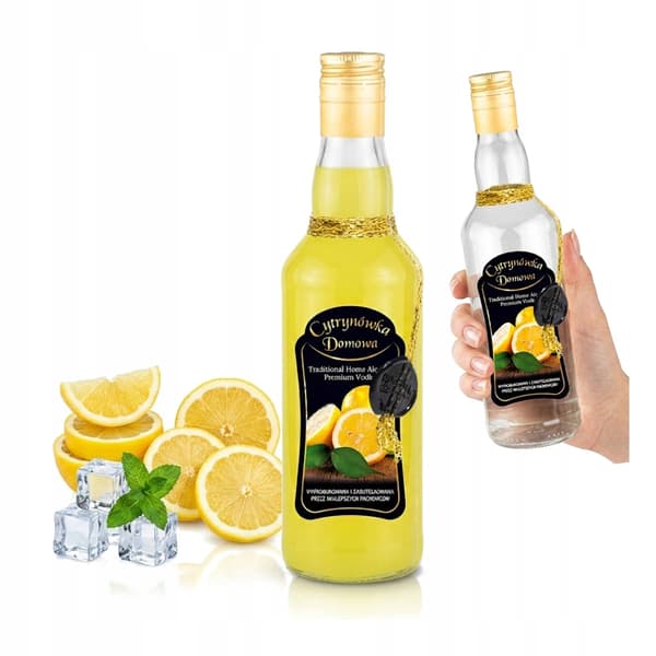 Koristeltu monopolipullo 500ml Kotitekoinen sitruunavodka
