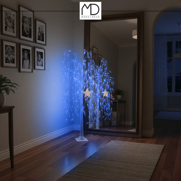 Juletræ 140 LED lysende pil jul 120 cm blå kold hvid