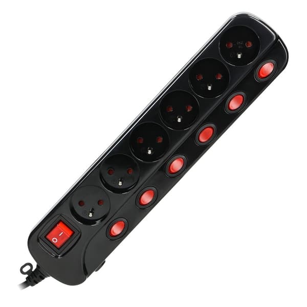 STRØDSTYKKE 'MULTISWITCH', 6X2P+Z, KABEL 3X1.0M SORT - ON-AE-13162C
