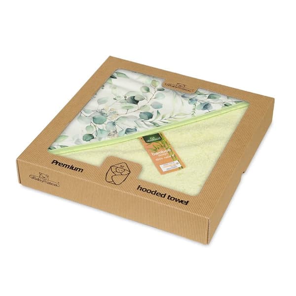 BAMBUS DESIGN 100x100 Grønt blad badehåndklæde