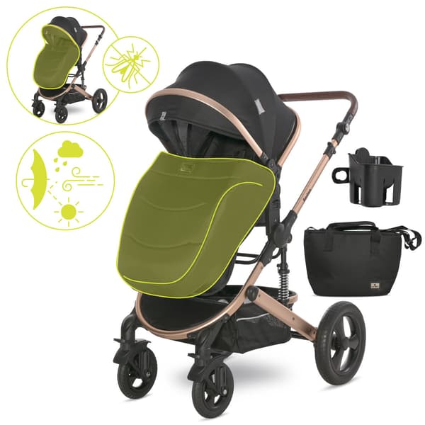 Lorelli Boston - 2-i-1 multifunktionel klapvogn | Sort + adaptere