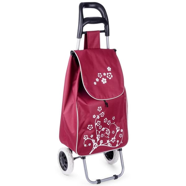 Ostoskärry kassilla, viininpunainen, 30 l