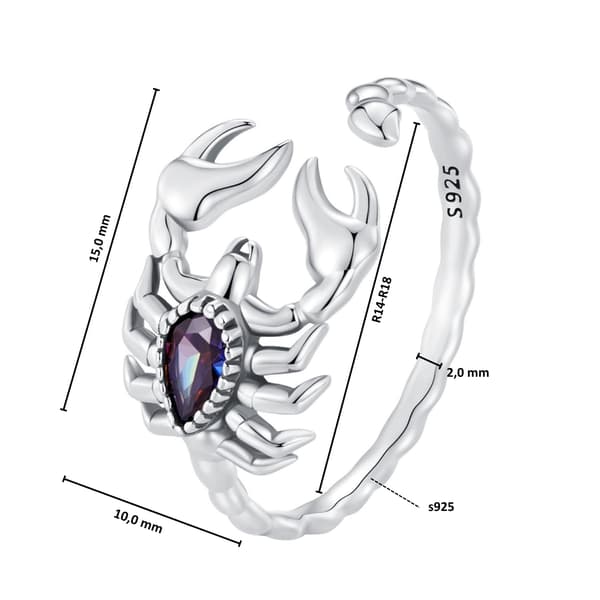 Silver universalring med skorpion, silver 925