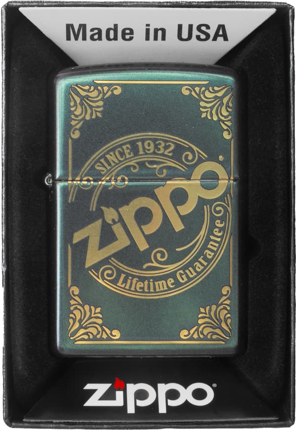 Zippo Lighter Sæt Iriserende Logo Lasergraveret Gave nr. 3