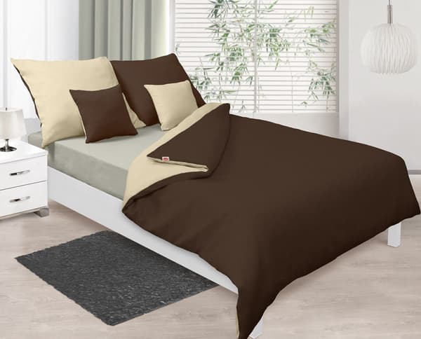 Satin Sengesæt 220x200 DOUBLE FACE Creme og Brun