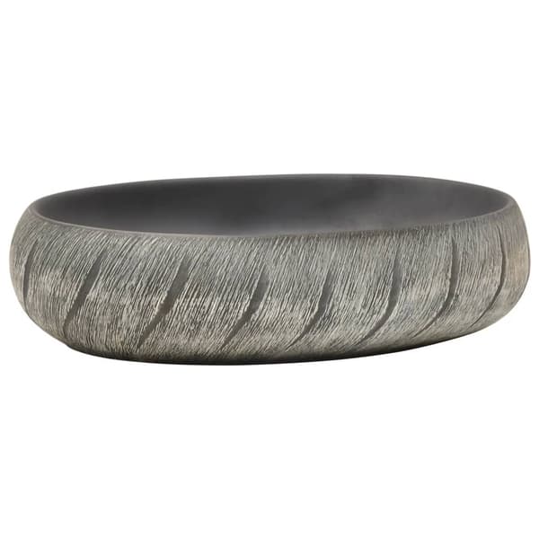 vidaXL bordvask sort og grå oval 59x40x15 cm