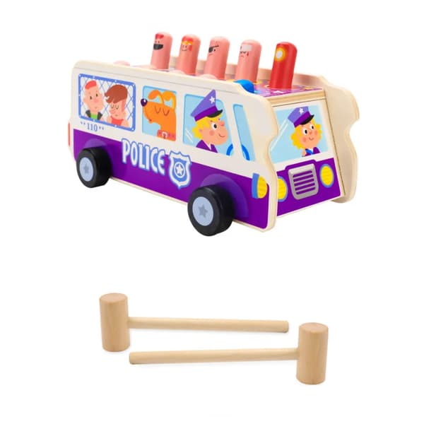 Trä Färdighetsspel Polisbil Montessori Sensorisk