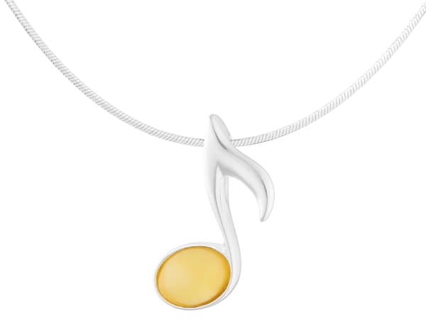 Kort silverhalsband Note med mjölkig bärnsten Note åtta choker 38