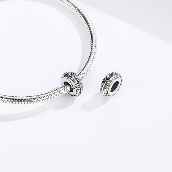 Silverstopp fjäderberlock modulär pärla silver 925