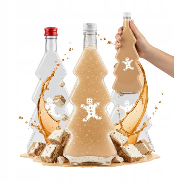 Julgransflaska 500ML Med tryck för likör tinktur juice julflaskor