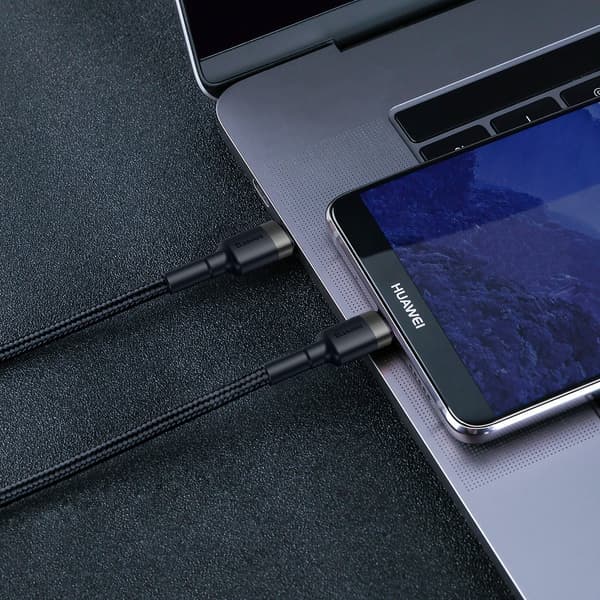 Baseus Cafule PD 2.0, QC 3.0, 60W USB-C - USB-C PD -kaapeli, 2m (musta-harmaa)