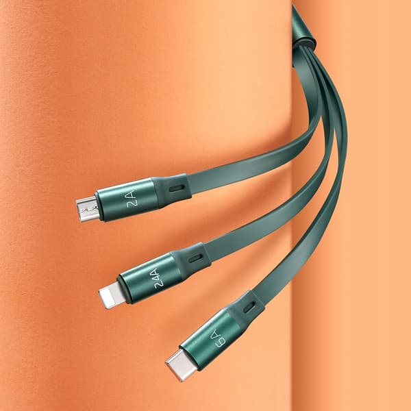 Mcdodo Udtrækkeligt Telefonkabel til iPhone / Micro USB / USB-C 3i1 66W Grøn