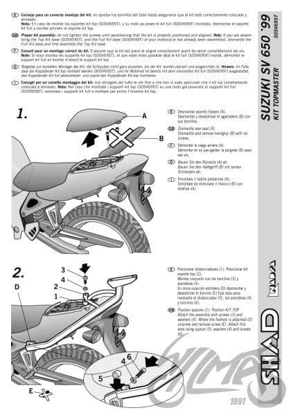 Shad topcase-bøjle til Suzuki SV 650
