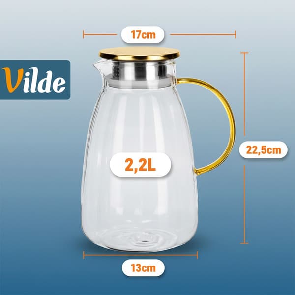 Glas kande med låg 2,2 l
