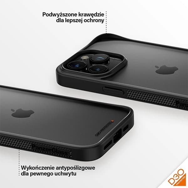 PanzerGlass ClearCase til iPhone 15 Pro Max, certificeret i militærkvalitet - klar sort