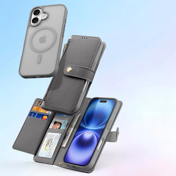 Dux Ducis Lawa Läderfodral till iPhone 16 - Grå