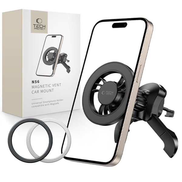 TECH-PROTECT N56 MAGNETISK MAGSAFE STABIL VENTILATIONSFÄSTE FÖR BILEN SVART