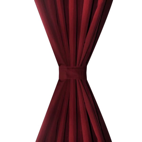Vinröda satingardiner med öglor, 2 st., 140 x 245 cm