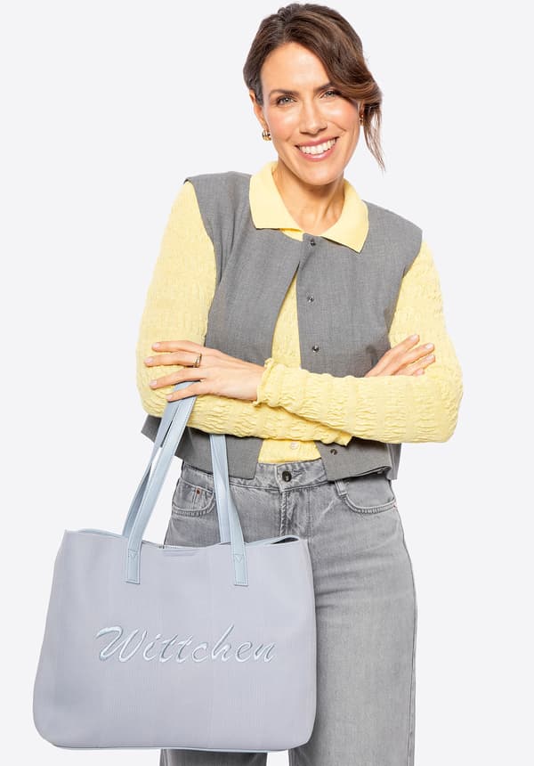 Wittchen Dam shoppingväska med ekoläderdetaljer, blå, blå polyester