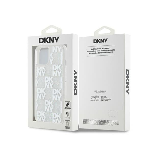 DKNY Liquid Glitter Multilogo - iPhone 15 / 14 / 13 Skal (Vit)