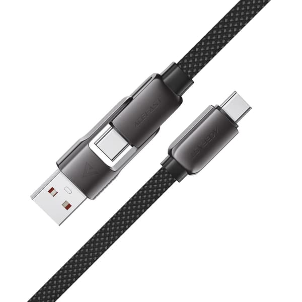 Acefast C13-04 USB-C - USB-A / USB-C Kabel 480Mb/s 3A 1.2m - Sort