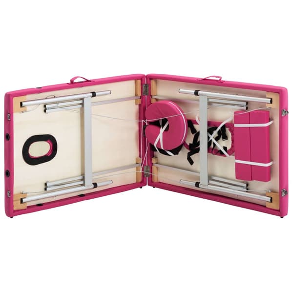 vidaXL foldbart massagebord 2-zoner aluminium pink