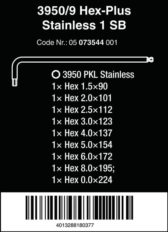 HEX PLUS METRISK NØGLESÆT 9 DELE - W05073544001