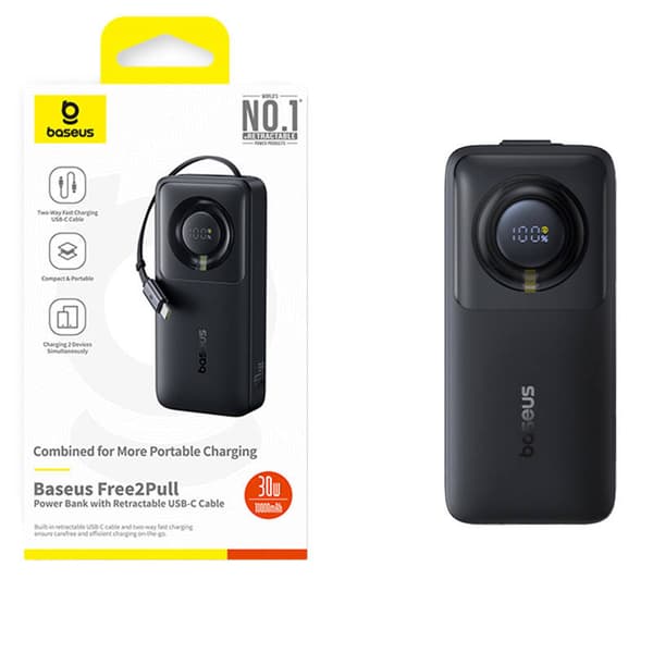 Baseus OS Free2Pull 10000mAh 30W Powerbank + Kabel (Sort)