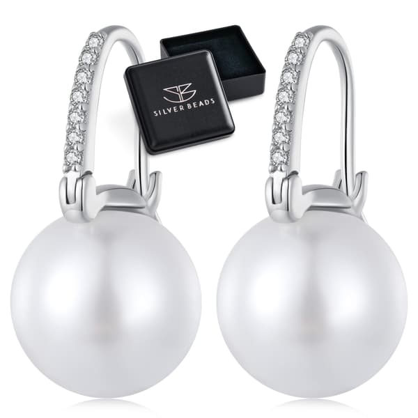 Eleganta silverpärlörhängen med kristallknäppning