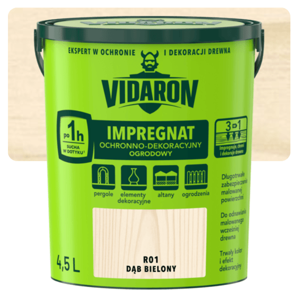 VIDARON TRÄDGÅRDSIMPREGNERING VIT EK R01 4,5L
