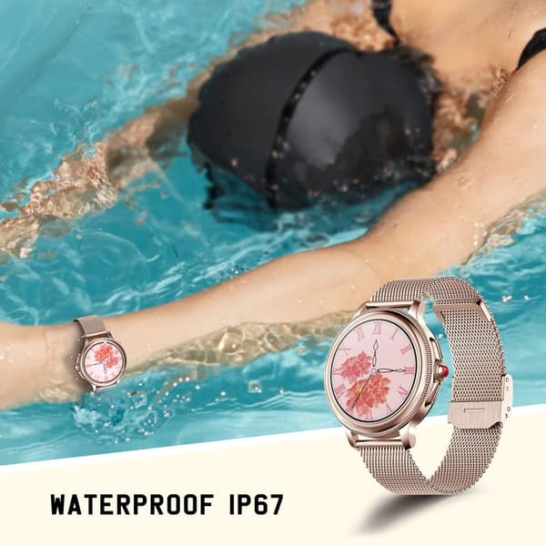 SMARTKLOCKA 1,2" HD iOS Android Bluetooth PULSMETARE STEGRÄMNARE 2 ARMBAND GULD