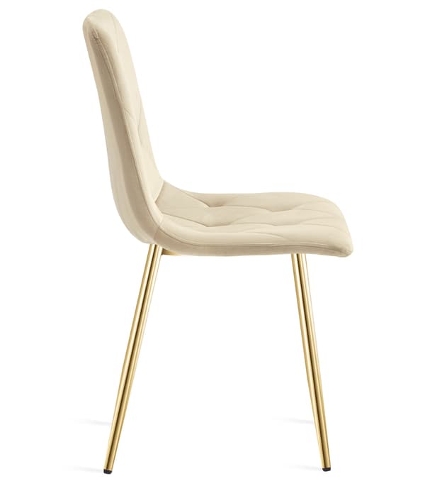 LIBRA stol - lys beige fløjl / guldben x 4