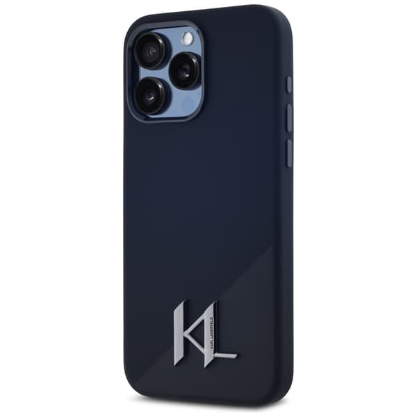 Karl Lagerfeld Silikone Shadow Metal Initial MagSafe-etui til iPhone 15 Pro, sort