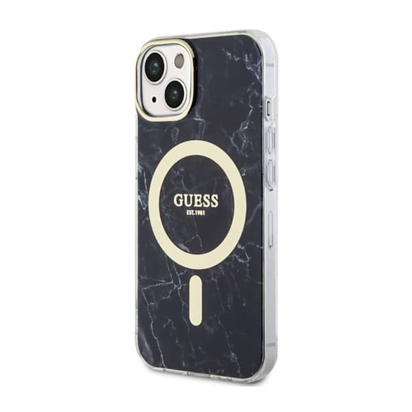 Guess Marble MagSafe - iPhone 14-skal (svart)